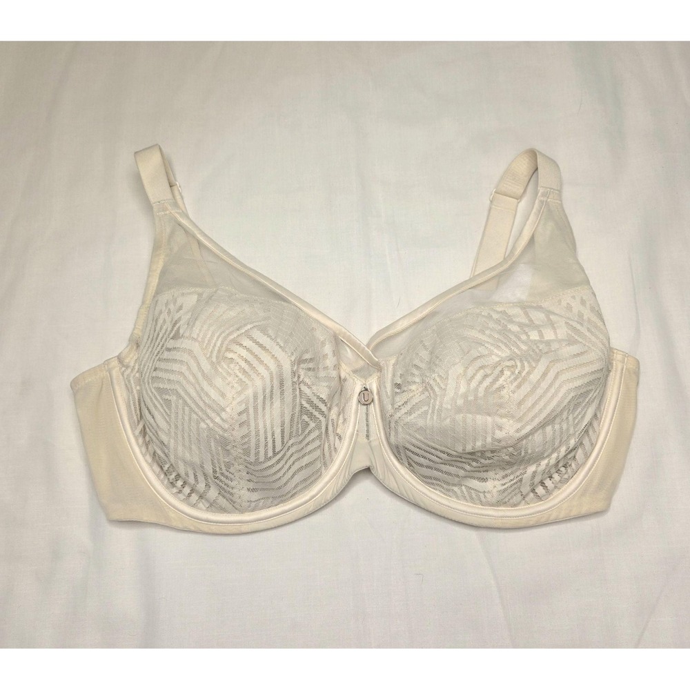 Understance Lace Balconette Bra Womens Size 40 G White Sheer Underwire Unlined